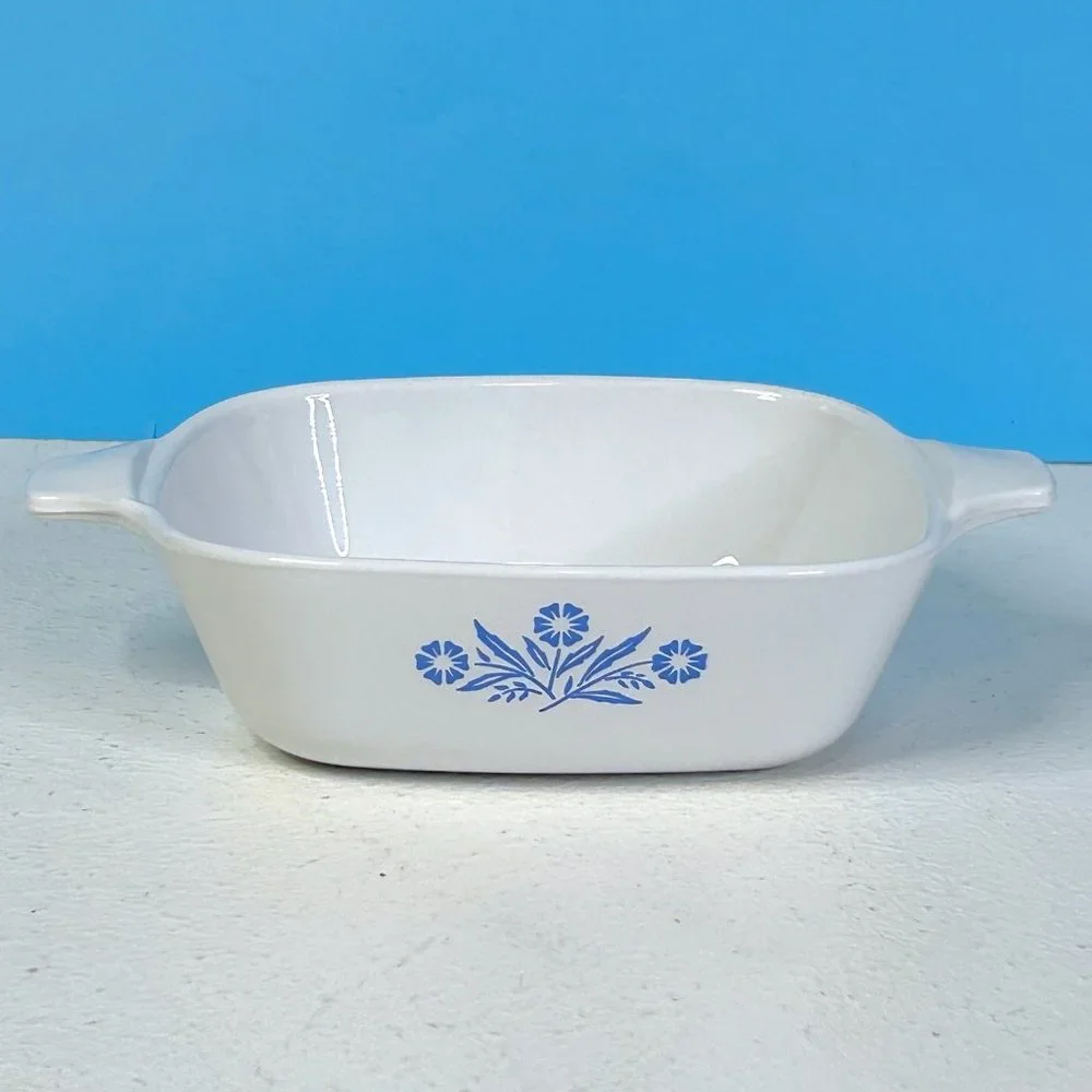 Vintage Corning (P-41-B) 1 3/4 Cup Blue Cornflower Casserole Dish Lot‎ of 2